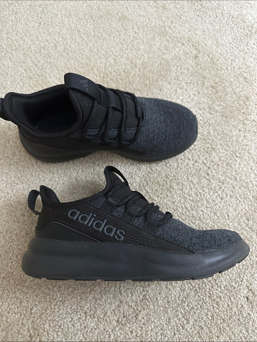 adidas Kids Black Grey Knit Cloudfoam Sneakers
